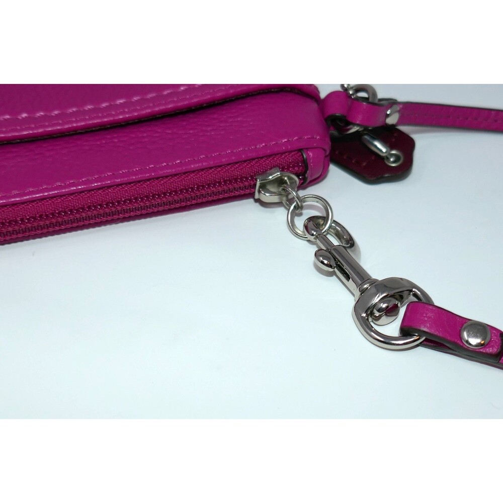 Coach Park Bright Magenta Pebbled Leather Medium Turn Lock Wristlet F49472 - Picture 7 of 13
